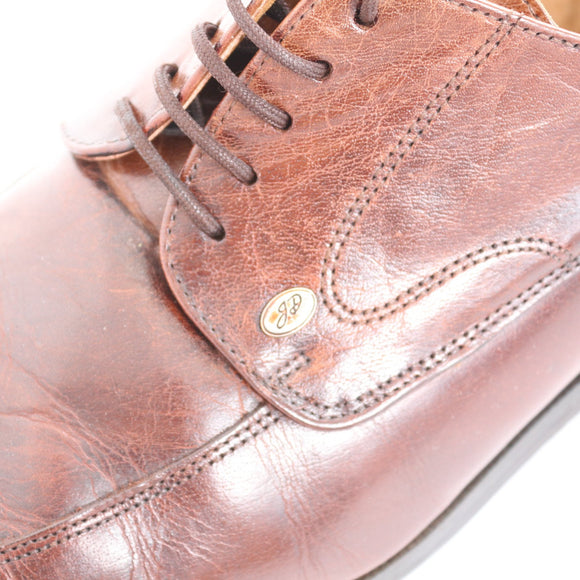 Jonathan Drake Tan Genuine Leather Apron-Toe Derby Dress Shoes – Size 9