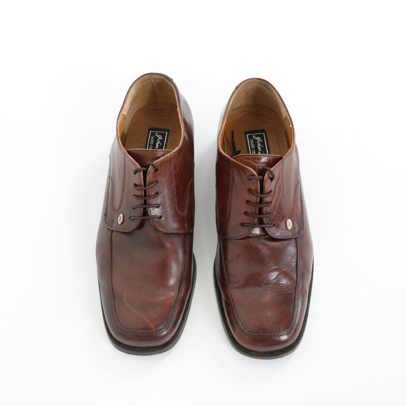 Jonathan Drake Tan Genuine Leather Apron-Toe Derby Dress Shoes – Size 9