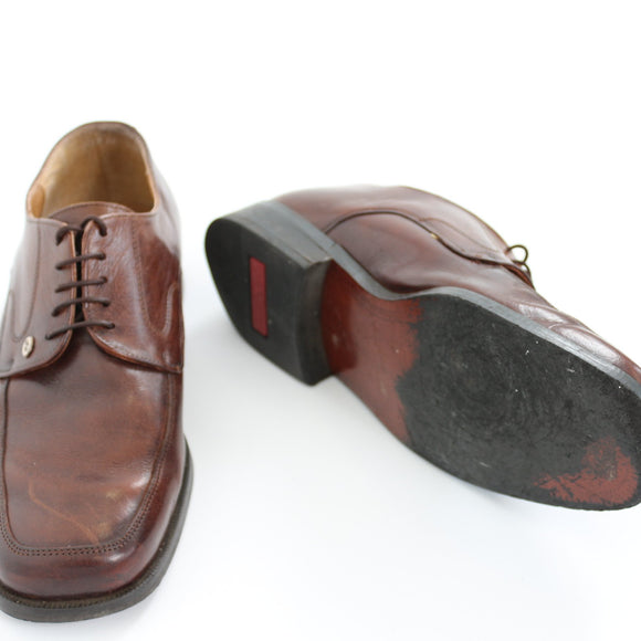 Jonathan Drake Tan Genuine Leather Apron-Toe Derby Dress Shoes – Size 9