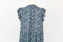 Blue floral flowy tiered dress - M-5