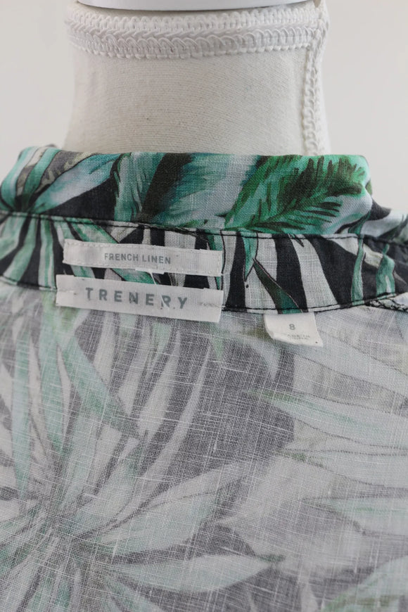 Trenery French linen tropical printed midi button-up dress - 8