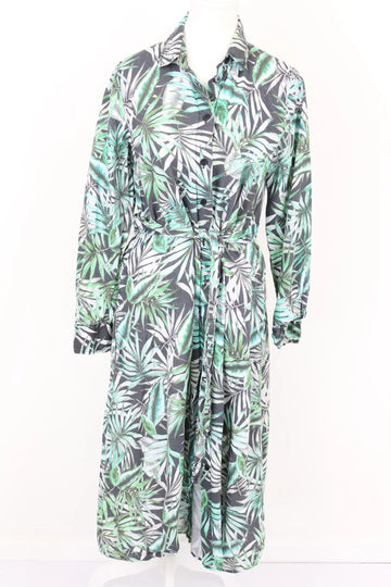 Trenery French Linen Tropical Print Button-Up Midi Dress | Size 8 | Pre-Loved - 0