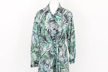 Trenery French Linen Tropical Print Button-Up Midi Dress | Size 8 | Pre-Loved