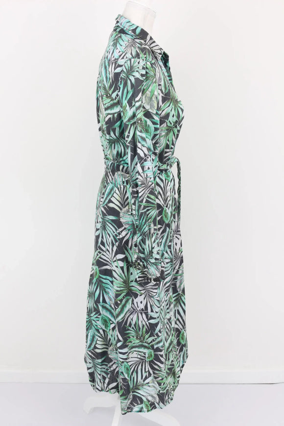 Trenery French linen tropical printed midi button-up dress - 8