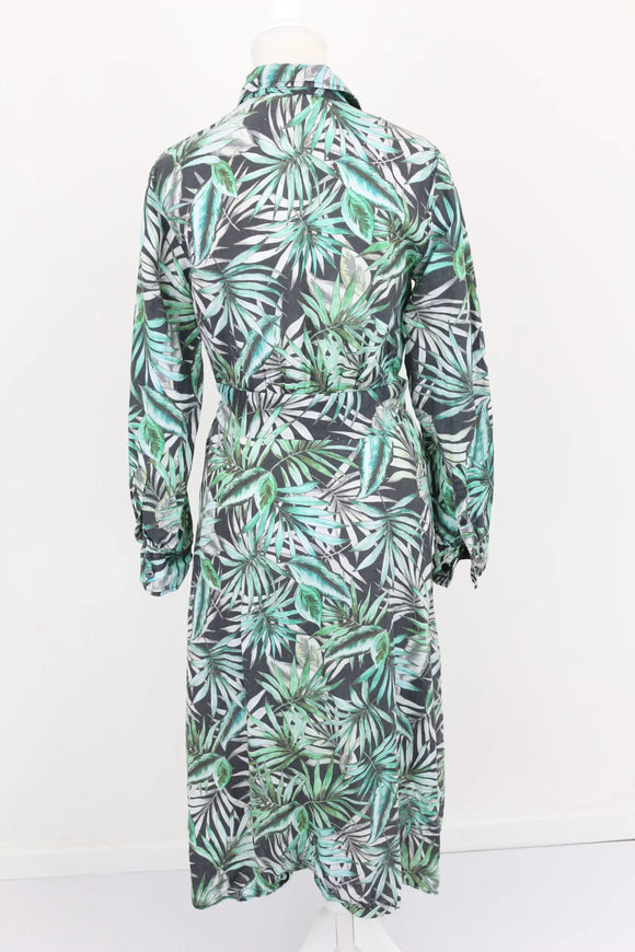 Trenery French linen tropical printed midi button-up dress - 8