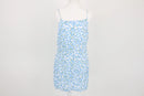 Cotton on white with blue floral mini dress - M-1