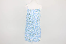 Cotton on white with blue floral mini dress - M