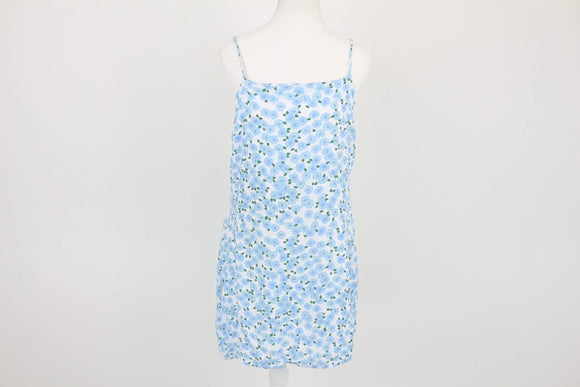 Cotton on white with blue floral mini dress - M