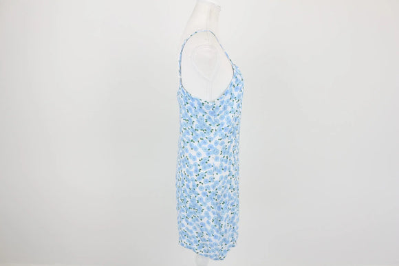Cotton on white with blue floral mini dress - M