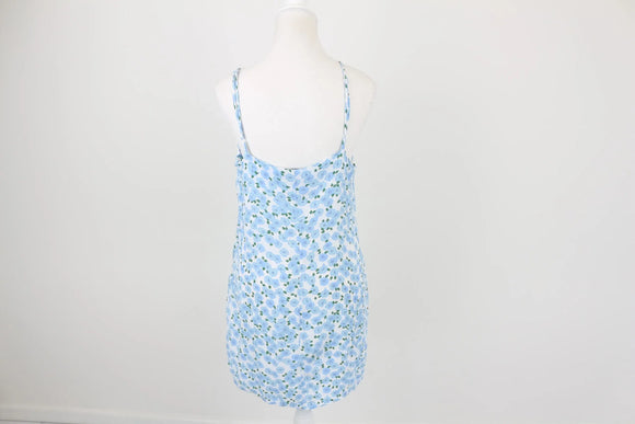 Cotton on white with blue floral mini dress - M
