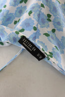 Cotton on white with blue floral mini dress - M-5