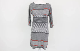 Woolworths white, black and red patterned dress - 6