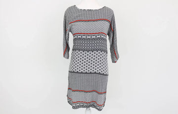 Woolworths White, Black & Red Patterned Dress | Size 6 | Pre-Loved
