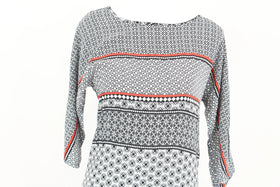 Woolworths white, black and red patterned dress - 6 - 0