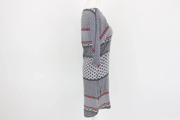 Woolworths white, black and red patterned dress - 6