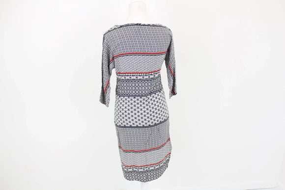 Woolworths white, black and red patterned dress - 6