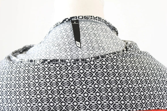 Woolworths white, black and red patterned dress - 6