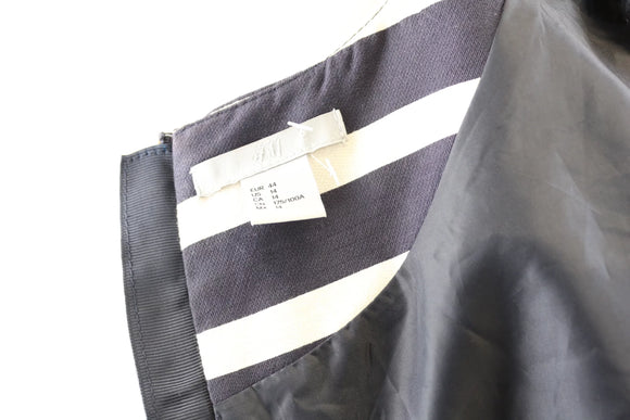 H&M white and navy stripe satin mini dress - 14