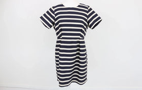 H&M white and navy stripe satin mini dress - 14
