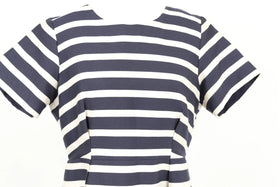 H&M white and navy stripe satin mini dress - 14 - 0
