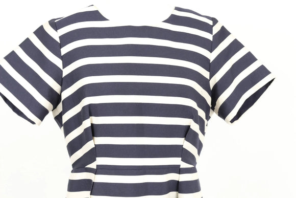 H&M white and navy stripe satin mini dress - 14