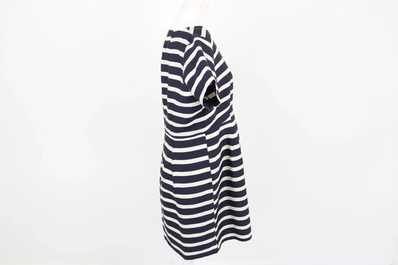 H&M white and navy stripe satin mini dress - 14