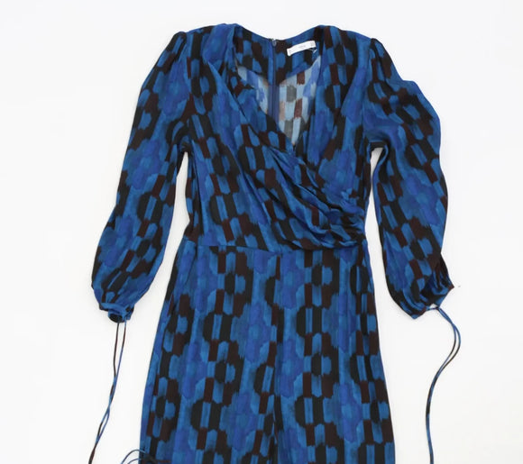MANGO blue and black long sleeve jumpsuit - M