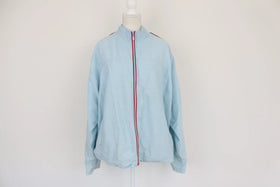 Baby blue with red and white stripes sports jacket - XL