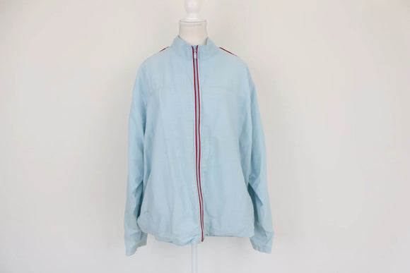 Baby blue with red and white stripes sports jacket - XL