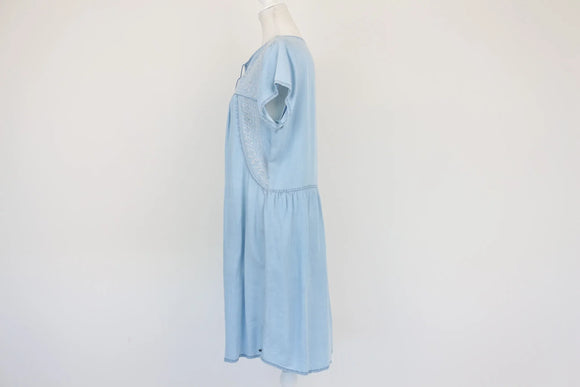 Old Khaki lightweight faded demin dress with embroidery details - 12