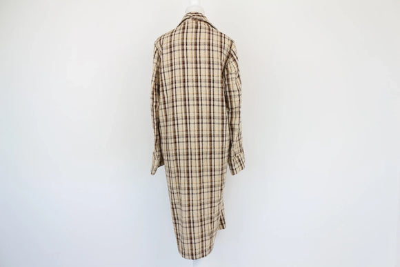 Cream coat with brown and yellow check pattern - L