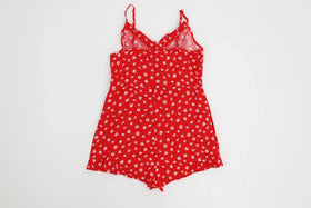 Cotton On red playsuit with daisies - L - 0