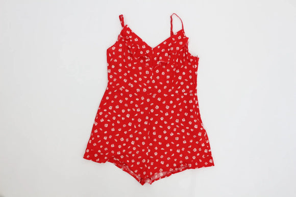 Cotton On red playsuit with daisies - L