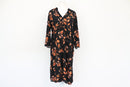David Jones black long sleeve dress with orange leaf details-1