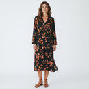 David Jones Black Long-Sleeve Embroidered Dress | Size 12 | Pre-Loved-1