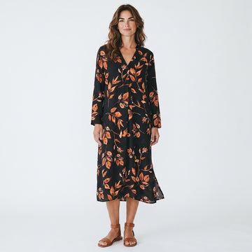 David Jones Black Long-Sleeve Embroidered Dress | Size 12 | Pre-Loved