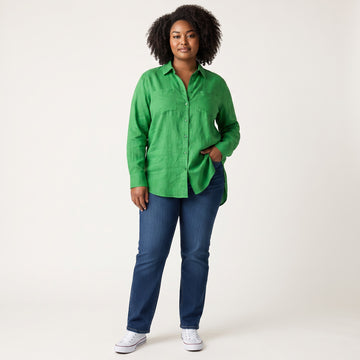 Green 100% Cotton Long-Sleeve Shirt | Sizes 30–44 | Brand New - 0
