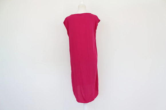 Bright pink floral satin dress - 34