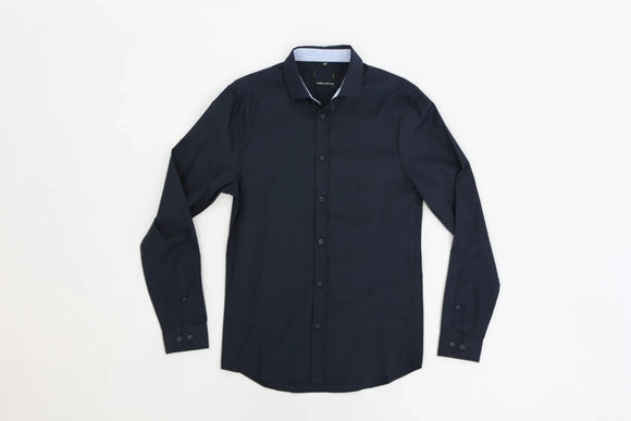 Navy pure cotton long sleeve shirt