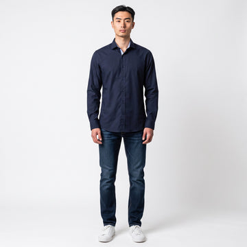 Navy 100% Cotton Long-Sleeve Shirt | Sizes 38–40 | Brand New - 0