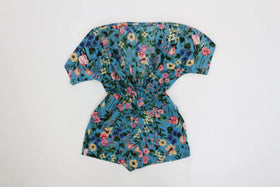 Short sleeve blue and pink floral jumpsuit - 6