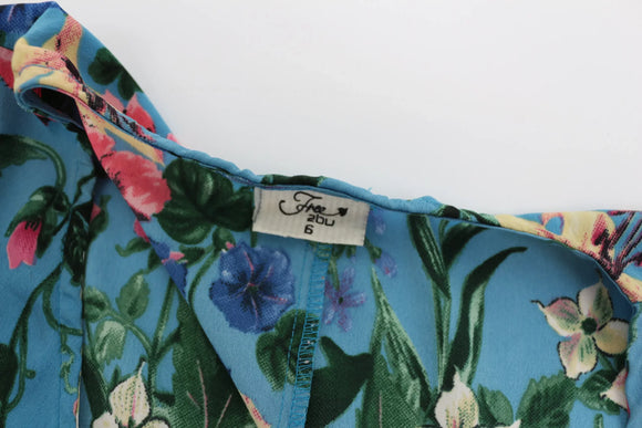 Short sleeve blue and pink floral jumpsuit - 6