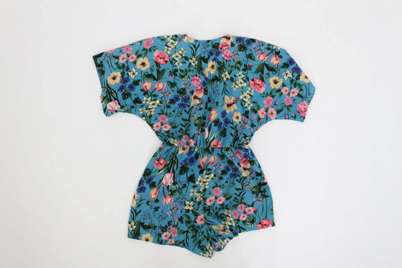 Short sleeve blue and pink floral jumpsuit - 6