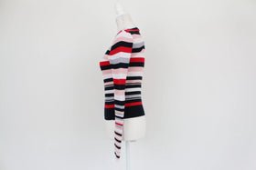 H&M pink, navy, white and red knitted jumper - S - 0