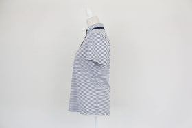 White and navy stripe golf shirt - S - 0