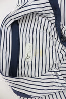 White and navy stripe golf shirt - S-5