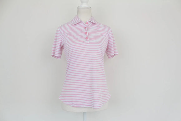 Pink and white golf shirt - S