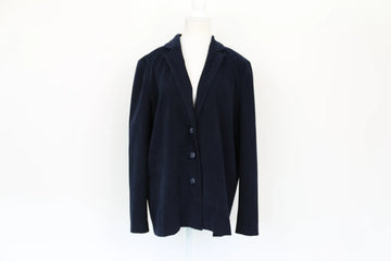 Navy Blue Velvet Tailored Blazer | Size M | Pre-Loved