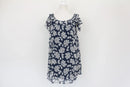 Dark blue dress with big white flowers - S-1