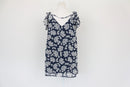Dark blue dress with big white flowers - S-3